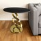 Homeroots 21" Black And Gold Stone And Stainless Steel Round Pedestal End Table 554649 - alternate 2