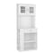 Homeroots 67in White Pantry Cabinet with Two Door Panels and Side Open Shelves 473314 - alternate 5