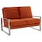 Leisuremod Jefferson Contemporary Velvet Loveseat with Silver Frame, Orange JAS53OR - alternate 1