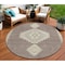 Homeroots 8' Taupe Gray And Ivory Round Oriental Washable Indoor Outdoor Area Rug 598450 - alternate 1