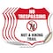 Signmission No Trespassing Shield Sign Not A Hiking, 6 inch X 6 inch, Vinyl Decal, 5PK SHI-D-5PACK-6-414 - alternate 1