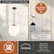Vaxcel Linden 1-Light Matte Black Mid-Century Modern Globe Pendant Light with Opal Glass Shade P0441 - alternate 4