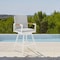 Armen Living Crown Outdoor Patio Swivel Bar Stool in White Aluminum with Wood Accent and Light Gray Cushions LCCRSWBAWH30 - alternate 2