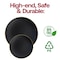 Smarty Had A Party 10.25" Black with Gold Rim Organic Round Disposable Plastic Dinner Plates (120 Plates), 120PK 930BG-CASE - alternate 2