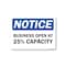 Signmission Public Safety, 18" Height, Peel And Stick Wall Graphic, 24" x 18", Business Open 25% Capacity OS-NS-RD-1824-25463 - alternate 1