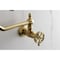 Kingston Brass Wall Mount Pot Filler Faucet with Knurled Handle, Brushed Brass KS2107RKZ - alternate 4