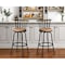 Homeroots Set of Two 29" Brown and Black Microfiber and Metal Low Back Bar Height Swivel Bar Chairs 568248 - alternate 1