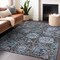 Homeroots 5' X 8' Chocolate And Aqua Damask Washable Indoor Outdoor Area Rug 603732 - alternate 4