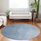 Homeroots 8' Navy Blue And Sky Blue Round Abstract Washable Indoor Outdoor Area Rug 588216 - alternate 3