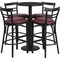Flash Furniture Round Blk Bar Table, X-Base, Burgundy Seats, 24", Laminate Top, Wood Grain RSRB1037-GG - alternate 1