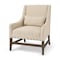Homeroots 30" Cream and Brown Linen and Solid Wood Arm Chair 605998 - alternate 1