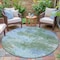 Homeroots 8' Sage And Denim Blue Round Abstract Washable Indoor Outdoor Area Rug 630653 - alternate 3