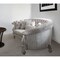 Homeroots 55" Ivory Velvet Curved Floral Sofa And Toss Pillows With Gray Legs 348228 - alternate 3