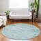 Homeroots 8' Teal Blue And Pink Round Floral Medallion Washable Indoor Outdoor Area Rug 616636 - alternate 3