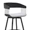 Homeroots 27" Light Gray and Black Fabric with Metal Swivel Counter Height Bar Chair 534453 - alternate 2