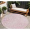 Homeroots 8' Pink And Ivory Round Geometric Washable Indoor Outdoor Area Rug 595105 - alternate 1