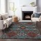 Homeroots 3' X 5' Denim Blue Brick Red And Brown Oriental Washable Indoor Outdoor Area Rug 597680 - alternate 2