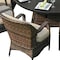 Homeroots Brown Wicker Round Outdoor Fire Pit Dining Set With 8 Chairs 372326 - alternate 2