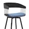 Homeroots 31" Blue and Black Fabric with Metal Swivel Bar Height Bar Chair 534460 - alternate 3