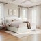 Martha Stewart Nyla King Upholstered Platform Bed with Curved Nailhead Headboard and Footboard Storage Drawer XH-8529-K-WH-MS - alternate 1