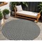 Homeroots 8' Black And Ivory Round Geometric Washable Indoor Outdoor Area Rug 594445 - alternate 1