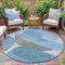 Homeroots 8' Teal Blue And Gray Round Abstract Washable Indoor Outdoor Area Rug 632187 - alternate 2