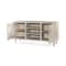 Homeroots 60in Ivory Carved Geometric Distressed Solid Wood Enclosed and Open Storage TV Stand 489506 - alternate 2