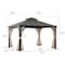 Sunjoy 10.5 ft. x 12.5 ft. Brown Steel Gazebo with 2-tier Hip Roof Hard Top A102006902 - alternate 3