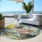 Homeroots 8' Ivory Blue And Yellow Round Abstract Washable Indoor Outdoor Area Rug 577964 - alternate 2