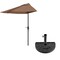 Pure Garden 9 ft Half Patio Umbrella with 20lb Base and Brown Outdoor Canopy Shade 83-OUT5464B - alternate 1