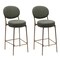 Homeroots Set of Two 29" Green and Gold Faux Leather and Metal Low Back Bar Height Bar Chairs, 2PK 719632 - alternate 1