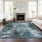 Homeroots 9' X 12' Teal Blue Gray And Charcoal Abstract Washable Indoor Outdoor Area Rug 582930 - alternate 2