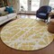 Homeroots 8' Round Gold and White Round Abstract Washable Non Skid Indoor Outdoor Area Rug 559267 - alternate 2