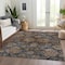 Homeroots 10' X 14' Navy Blue Brown And Terra Cotta Damask Washable Indoor Outdoor Area Rug 603604 - alternate 2