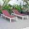 Leisuremod Marlin Patio Chaise Lounge Chair with White Aluminum Frame, Burgundy, 2PK MLW-77BRG2 - alternate 2