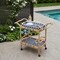 Homeroots 35in Navy Blue White And Natural Rolling Rattan Bar Cart 388948 - alternate 2