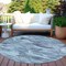 Homeroots 8' Denim Blue And Blue Round Abstract Washable Indoor Outdoor Area Rug 609240 - alternate 2