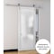 Sartodoors Sturdy Barn Door Frosted Tempered Glass Planum 2102 White 18x84 Solid Core Modern Interior PLANUM2102BD-S-WS-1884 - alternate 2