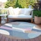 Homeroots 8' Sky Blue Teal Blue And Brown Round Geometric Washable Indoor Outdoor Area Rug 616744 - alternate 2