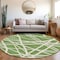 Homeroots 8' Green And Ivory Round Geometric Washable Indoor Outdoor Area Rug 600446 - alternate 2
