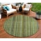 Homeroots 8' Green Gold And Gray Round Striped Washable Indoor Outdoor Area Rug 616372 - alternate 1