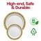 Smarty Had A Party 10.25" White with Black and Gold Royal Rim Plastic Dinner Plates (120 Plates), 120PK 970BG-CASE - alternate 2