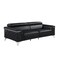 Homeroots 89" Black Italian Leather Sofa With Silver Legs 534155 - alternate 2