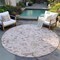 Homeroots 8' Pink Green And Gray Round Floral Washable Indoor Outdoor Area Rug 597838 - alternate 2