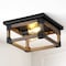 Jonathan Y Cheshire 13" 2-Light Iron Rustic Farmhouse LED Flush Mount, Brown/Black JYL7480A - alternate 2