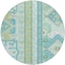 Homeroots 8' Mint Green Blue And Ivory Round Aztec Washable Indoor Outdoor Area Rug 598480 - alternate 2