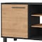 Homeroots 59" Black And Natural Wood Enclosed and Open Storage TV Stand 535164 - alternate 2
