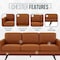 Leisuremod Chester Modern Leather Sofa with Birch Wood Base, Cognac Tan CS83TN-L - alternate 3