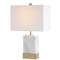Jonathan Y Trevor 22.5" Marble/Iron Gold Modern Console LED Table Lamp, white JYL5054A - alternate 1