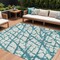 Homeroots 8' X 10' Teal Blue And Ivory Abstract Washable Indoor Outdoor Area Rug 614392 - alternate 1